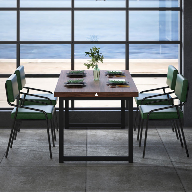 PU Leather Dining Chairs Industrial Style Open Back Armless Chair for Dining Room