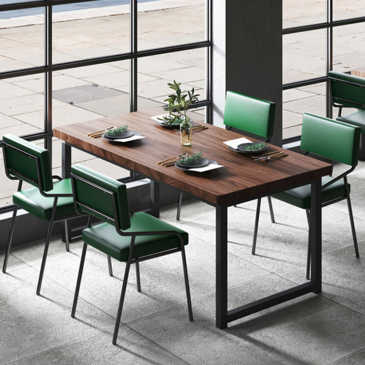 PU Leather Dining Chairs Industrial Style Open Back Armless Chair for Dining Room