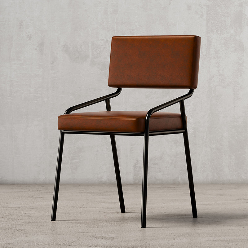 PU Leather Dining Chairs Industrial Style Open Back Armless Chair for Dining Room