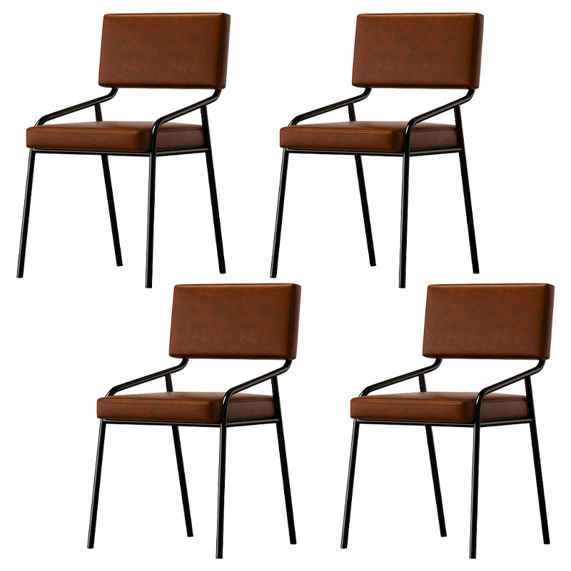PU Leather Dining Chairs Industrial Style Open Back Armless Chair for Dining Room