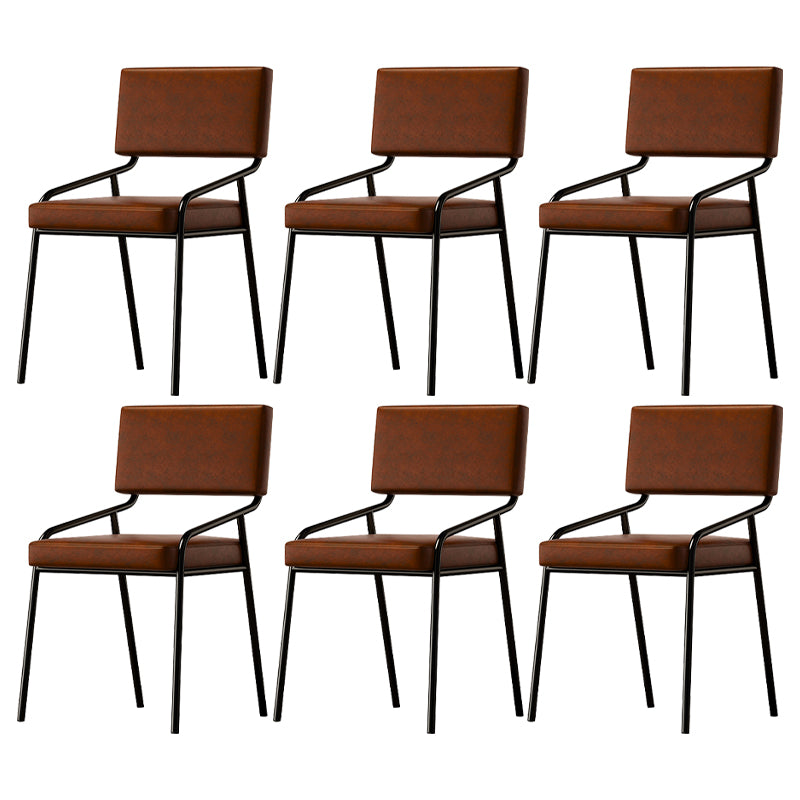 PU Leather Dining Chairs Industrial Style Open Back Armless Chair for Dining Room