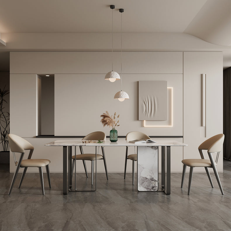 Contemporary Upholstered Armless Chair Home Metal Dining Chair