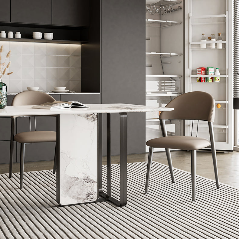 Contemporary Upholstered Armless Chair Home Metal Dining Chair