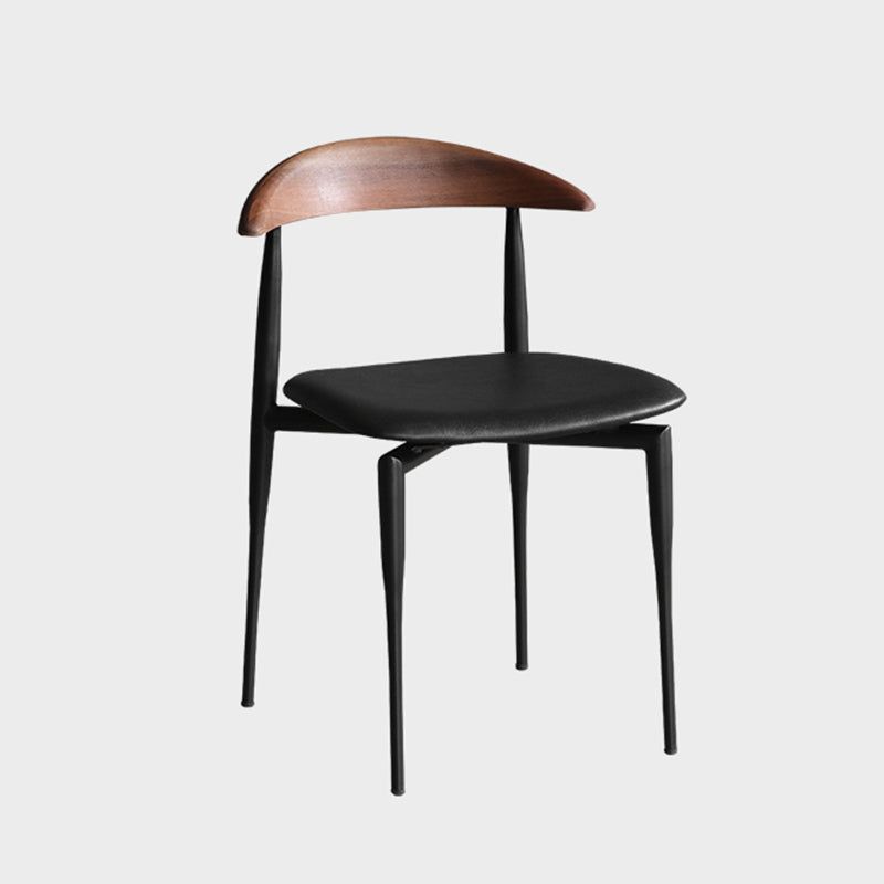 Industrial Upholstered Armless Chair Black Legs Kitchen Open Back Dining Chair