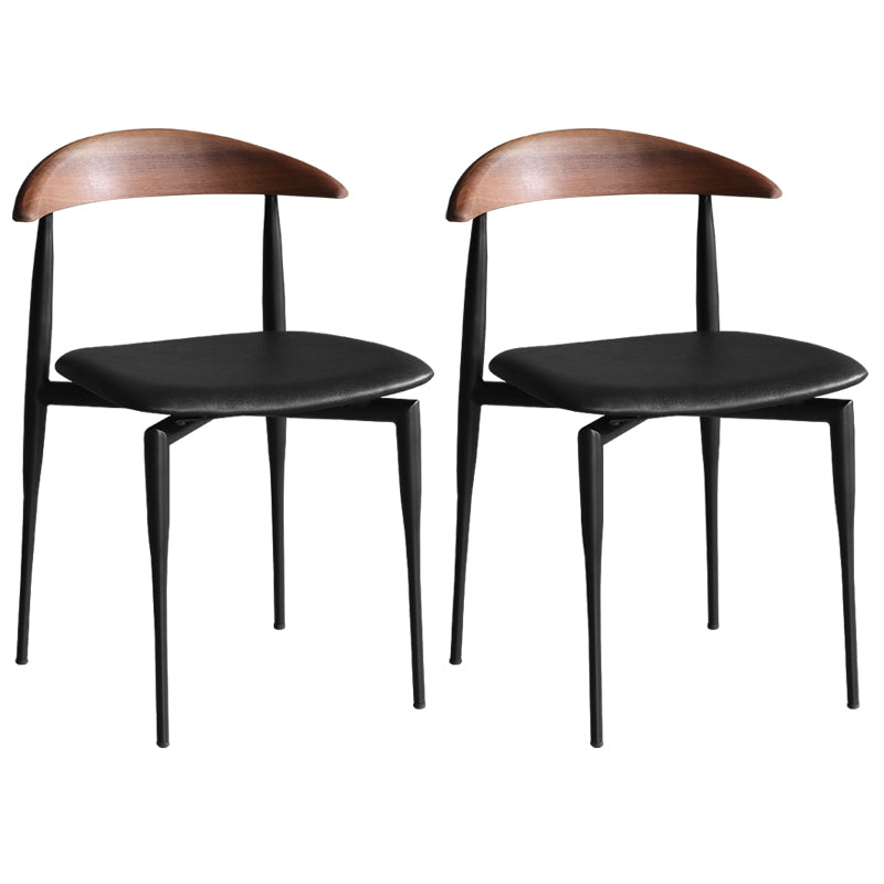Industrial Upholstered Armless Chair Black Legs Kitchen Open Back Dining Chair