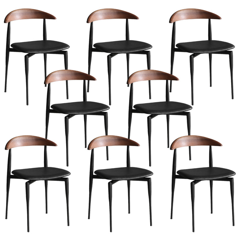 Industrial Upholstered Armless Chair Black Legs Kitchen Open Back Dining Chair