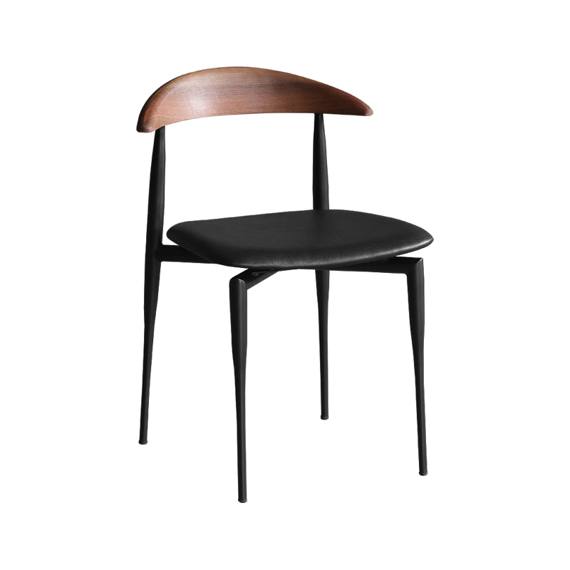 Industrial Upholstered Armless Chair Black Legs Kitchen Open Back Dining Chair