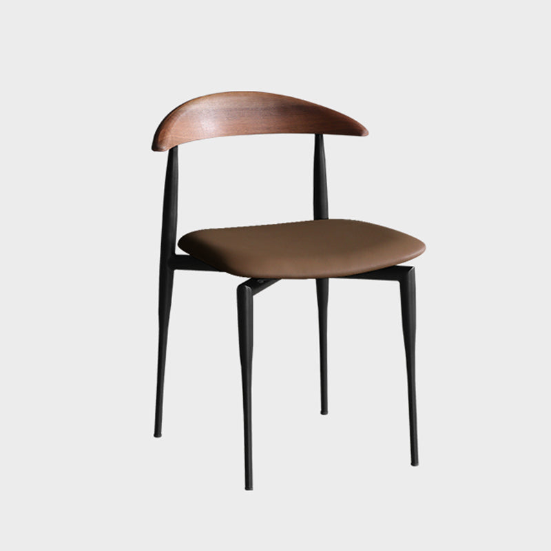Industrial Upholstered Armless Chair Black Legs Kitchen Open Back Dining Chair