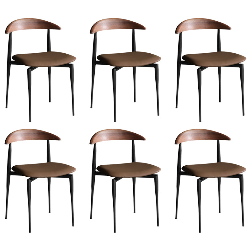 Industrial Upholstered Armless Chair Black Legs Kitchen Open Back Dining Chair