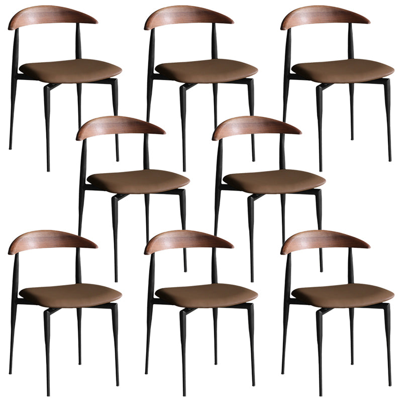 Industrial Upholstered Armless Chair Black Legs Kitchen Open Back Dining Chair