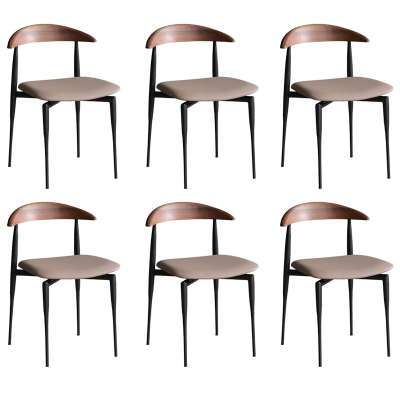 Industrial Upholstered Armless Chair Black Legs Kitchen Open Back Dining Chair