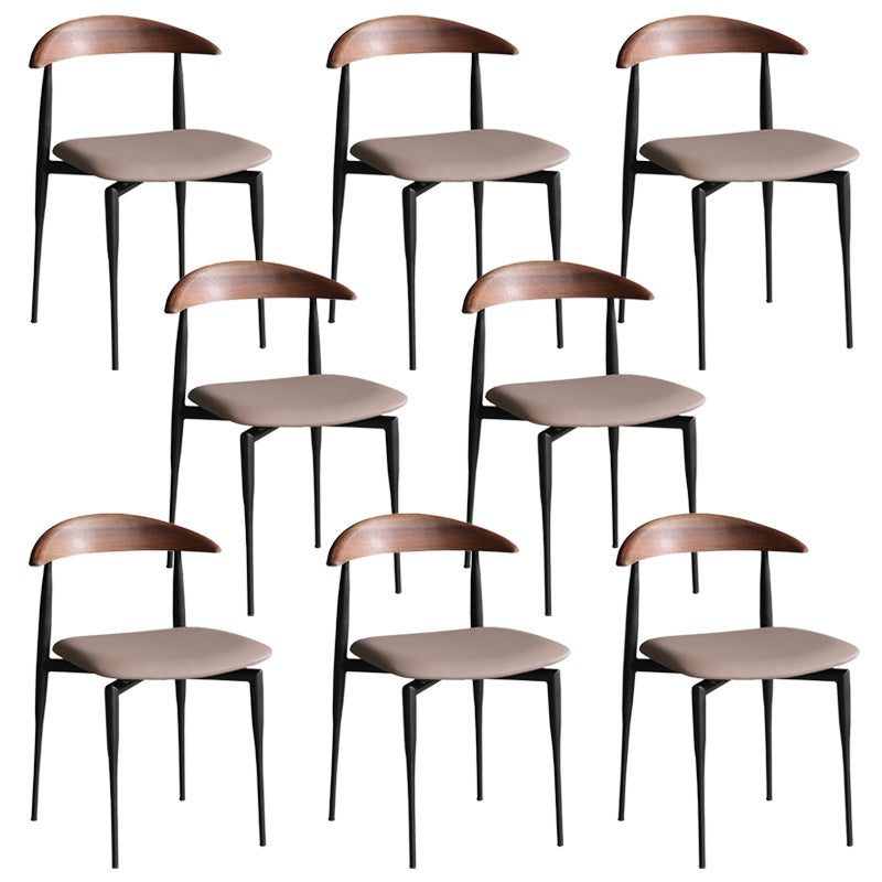 Industrial Upholstered Armless Chair Black Legs Kitchen Open Back Dining Chair