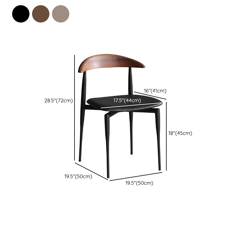 Industrial Upholstered Armless Chair Black Legs Kitchen Open Back Dining Chair