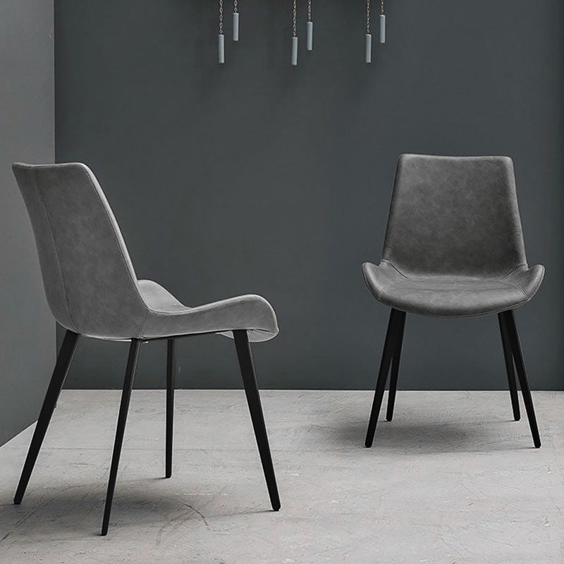 Faux Leather Kitchen Dining Chairs Industrial Chairs with Metal Base