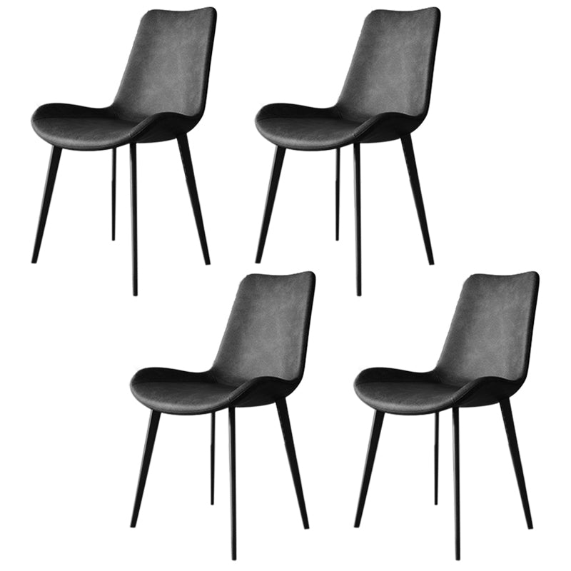 Faux Leather Kitchen Dining Chairs Industrial Chairs with Metal Base