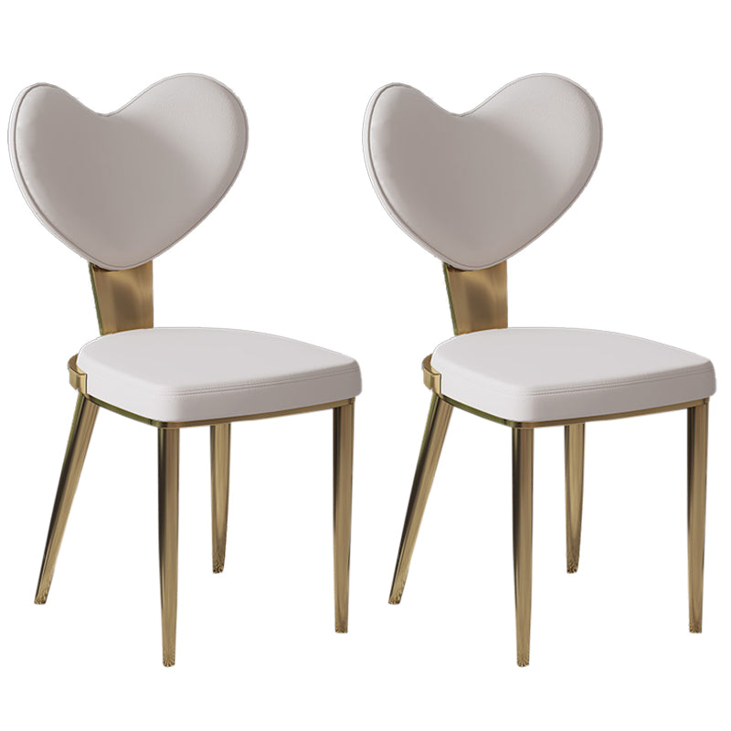 Faux Leather Kitchen Dining Chairs Glam Side Chairs with Metal Base