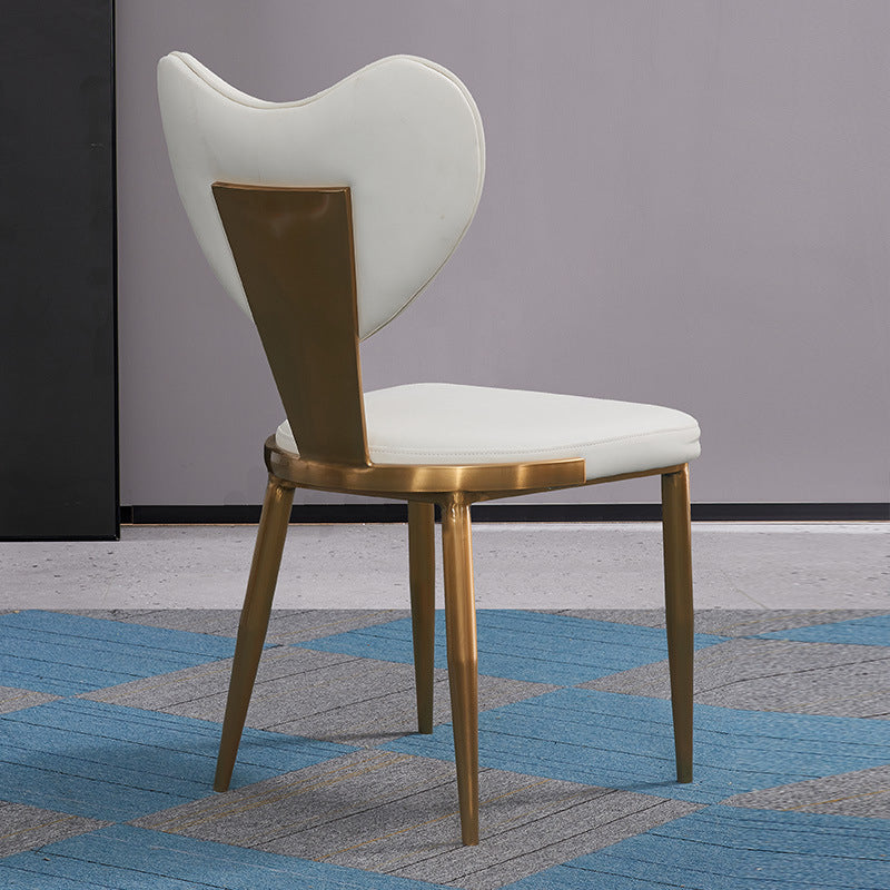 Faux Leather Kitchen Dining Chairs Glam Side Chairs with Metal Base