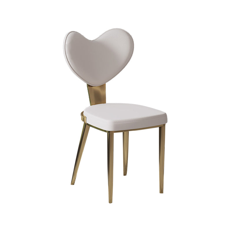 Faux Leather Kitchen Dining Chairs Glam Side Chairs with Metal Base