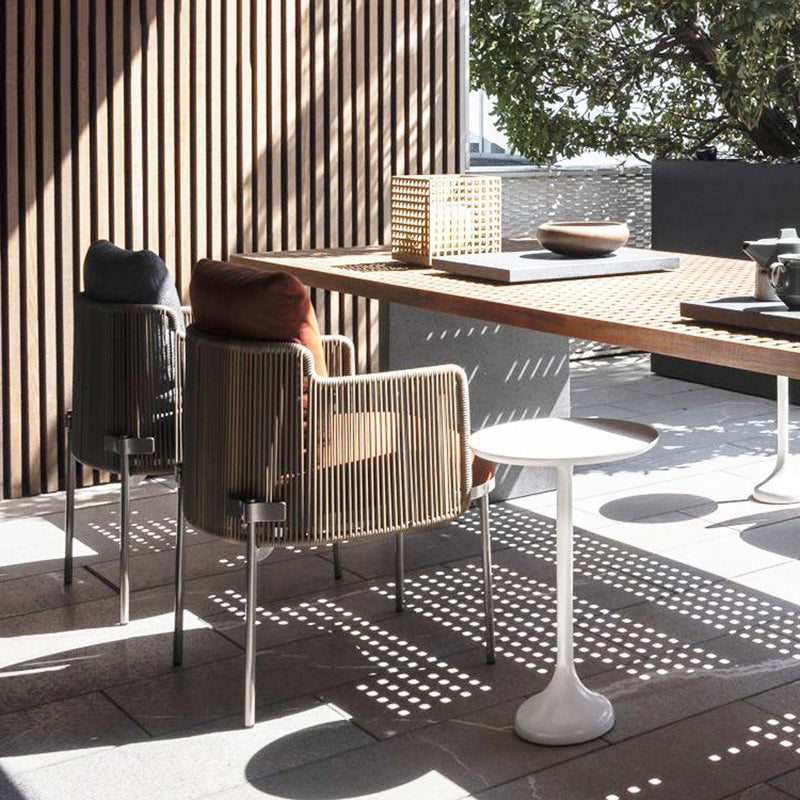 Industrial Metal Frame Dining Table Rectangle Outdoor Patio Table