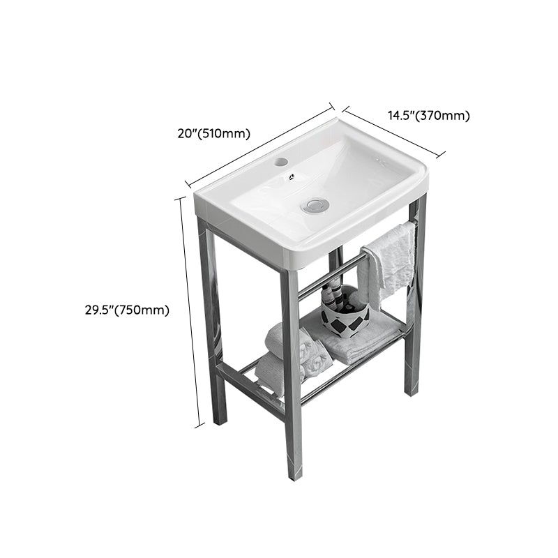 Modern Bathroom Sink Vanity Metal Frame Shelving Included Freestanding Sink Vanity