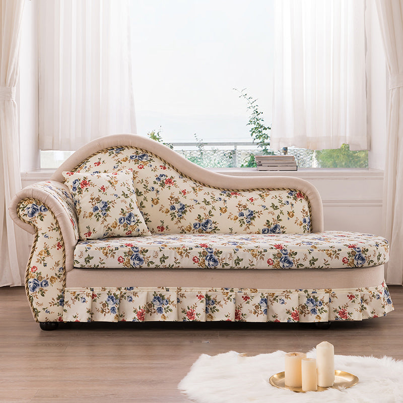 Traditional One Armed Accent Chair Fabric Rolled Arms Chaise