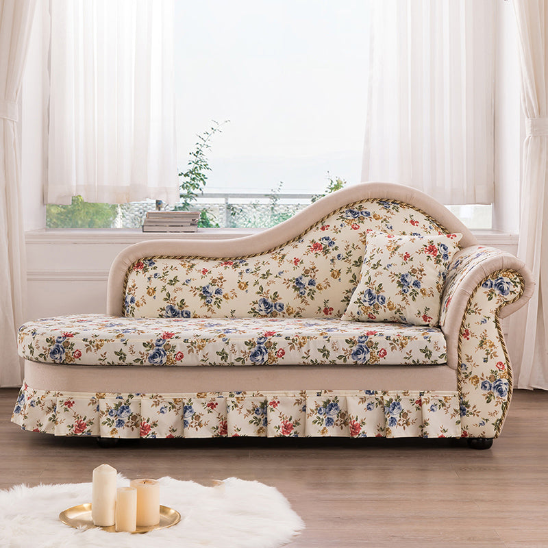 Traditional One Armed Accent Chair Fabric Rolled Arms Chaise