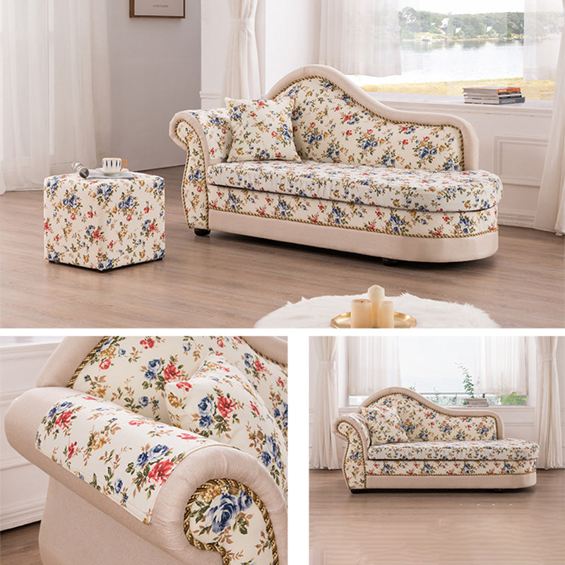 Traditional One Armed Accent Chair Fabric Rolled Arms Chaise