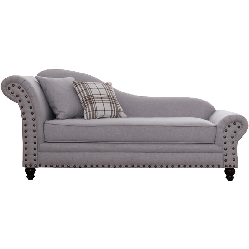 Contemporary Fabric One Armed Chaise Rolled Arms Accent Chair with Pillows