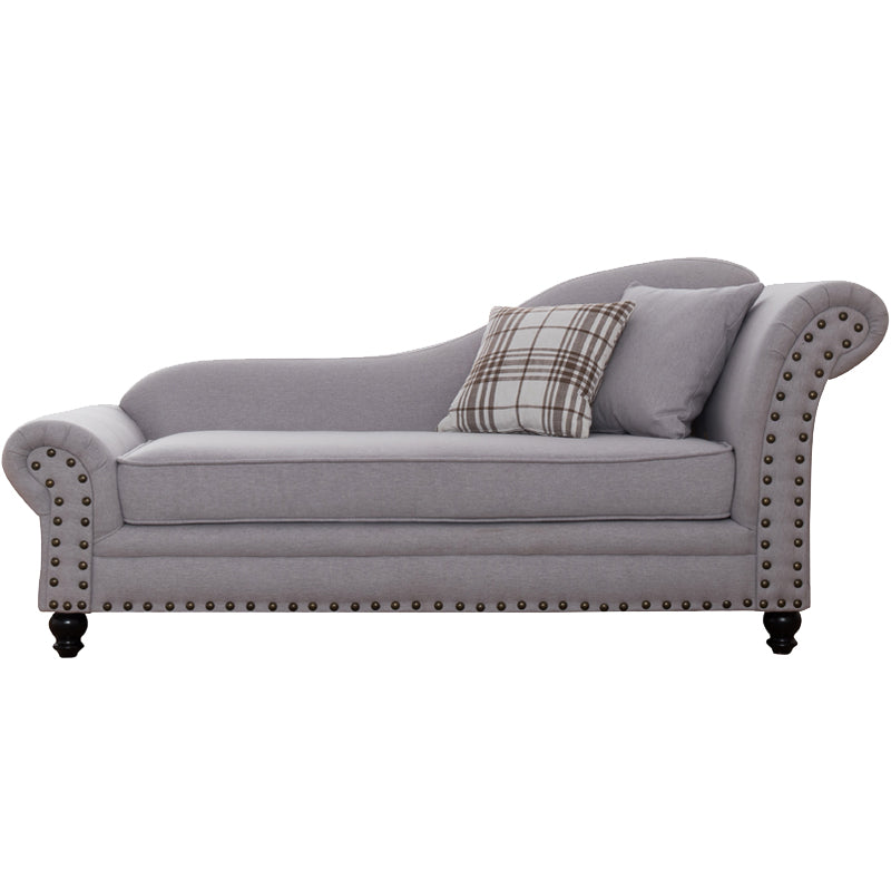 Contemporary Fabric One Armed Chaise Rolled Arms Accent Chair with Pillows