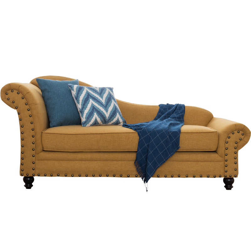 Contemporary Fabric One Armed Chaise Rolled Arms Accent Chair with Pillows
