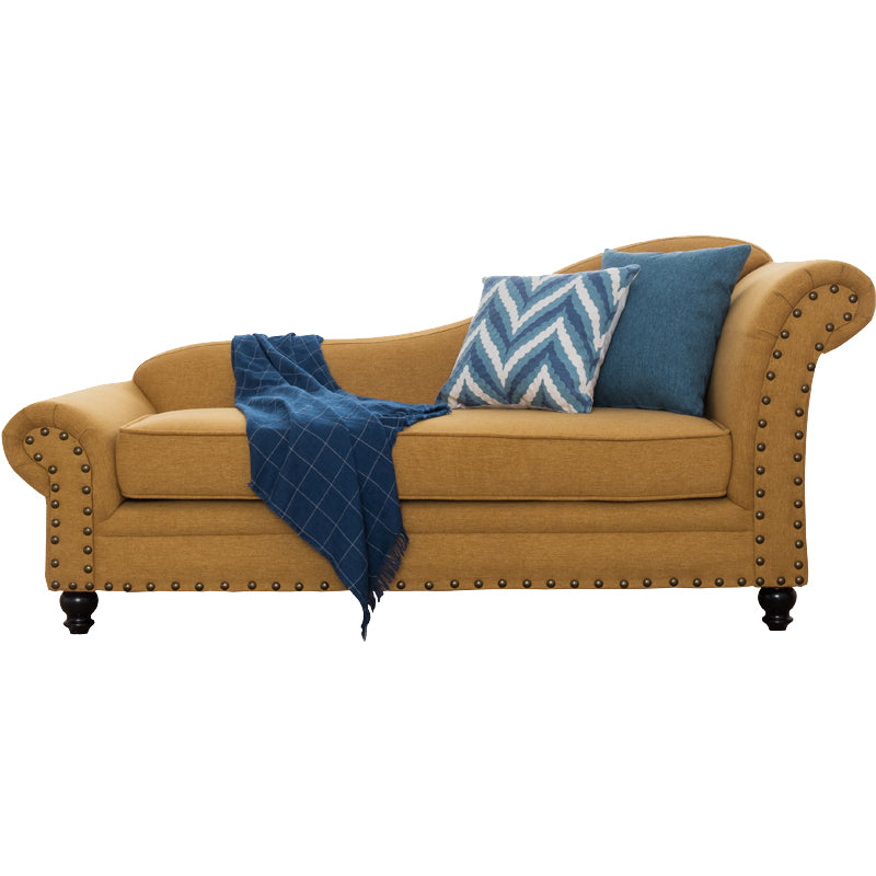 Contemporary Fabric One Armed Chaise Rolled Arms Accent Chair with Pillows