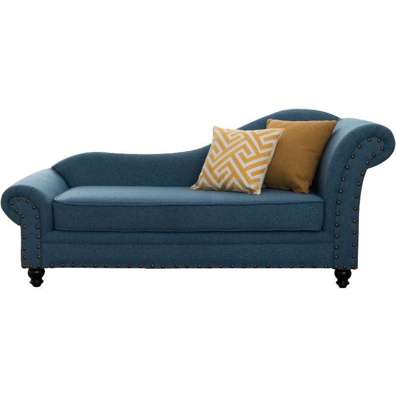 Contemporary Fabric One Armed Chaise Rolled Arms Accent Chair with Pillows
