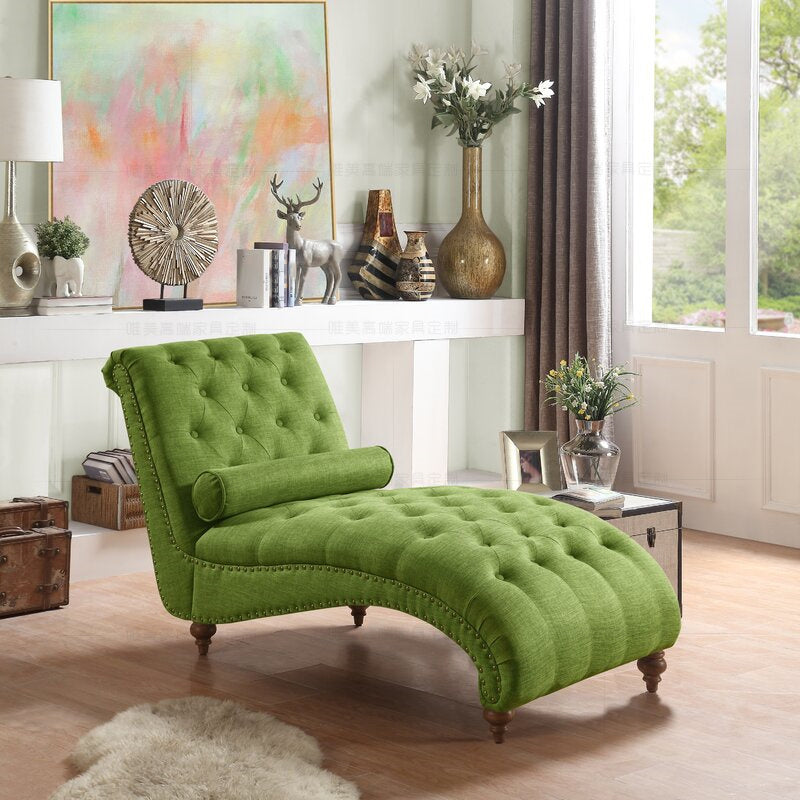 Modern Style Armless Chaise Living Room Faux Leather Chaise Lounge