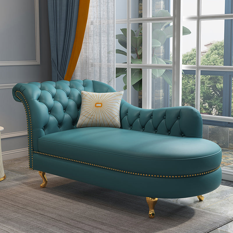 Traditional Style Rolled Arms Chaise Living Room Faux Leather Chaise
