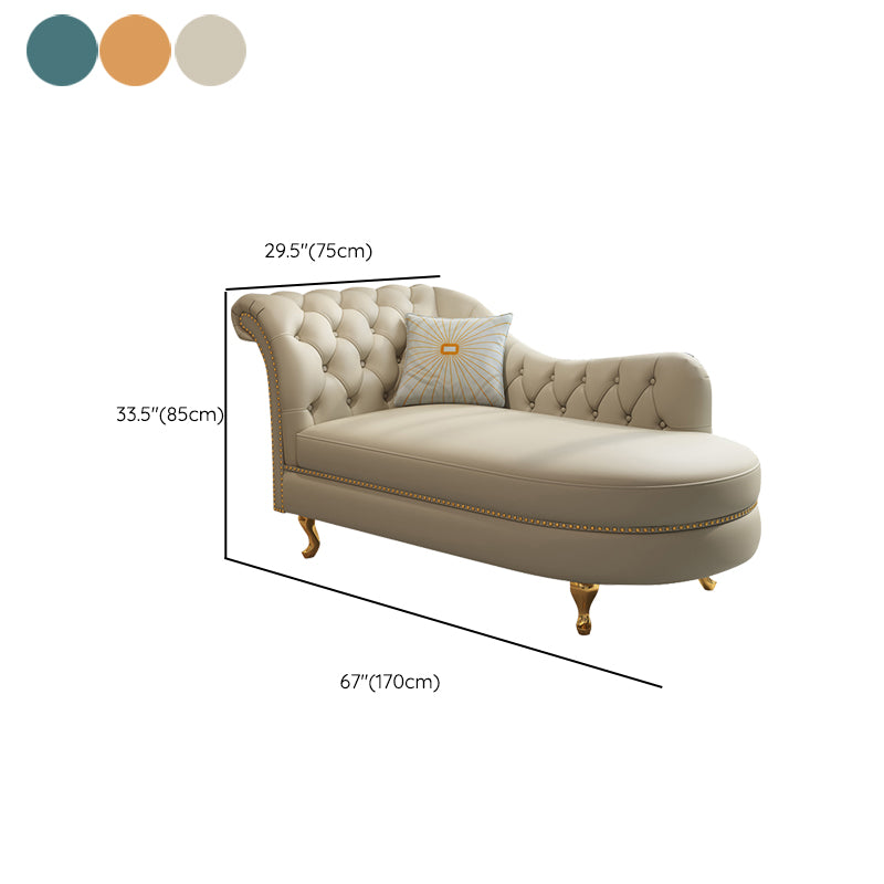 Traditional Style Rolled Arms Chaise Living Room Faux Leather Chaise