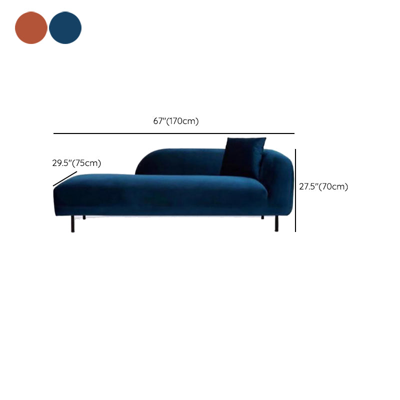 Modern Living Room Velvet Chaise Upholstered Chaise Lounge with Wooden Base