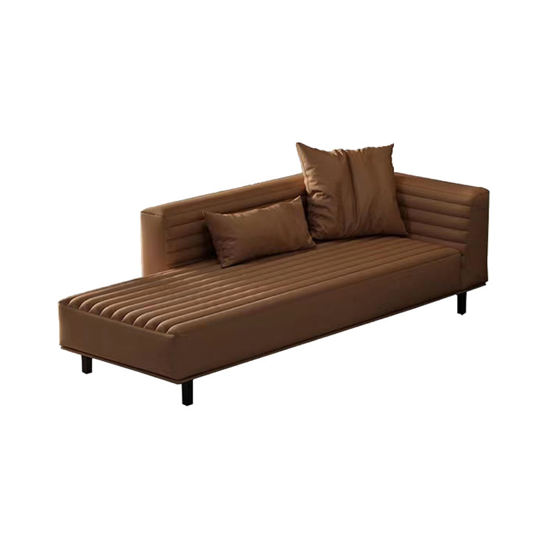 Nordic Living Room Cotton Chaise Square Arms Upholstered Chaise Lounge with Wooden Base