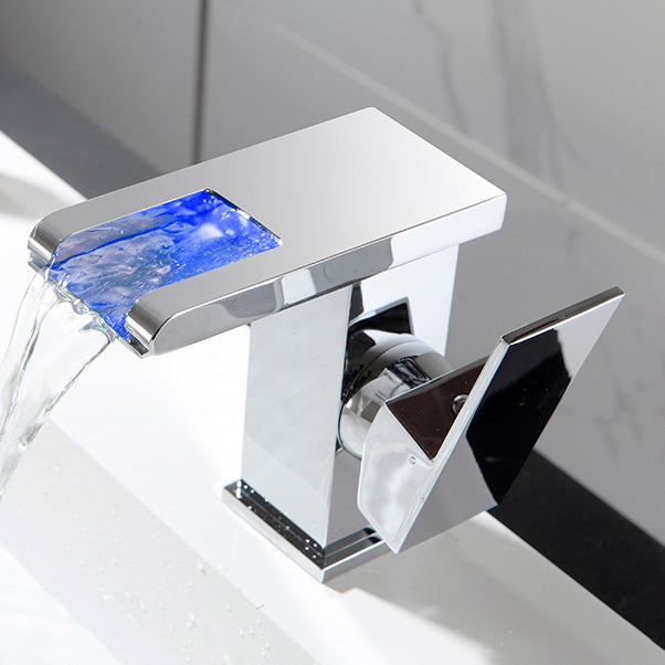 Basin Lavatory Faucet Lever Handle Waterfall Spout Bathroom Faucet