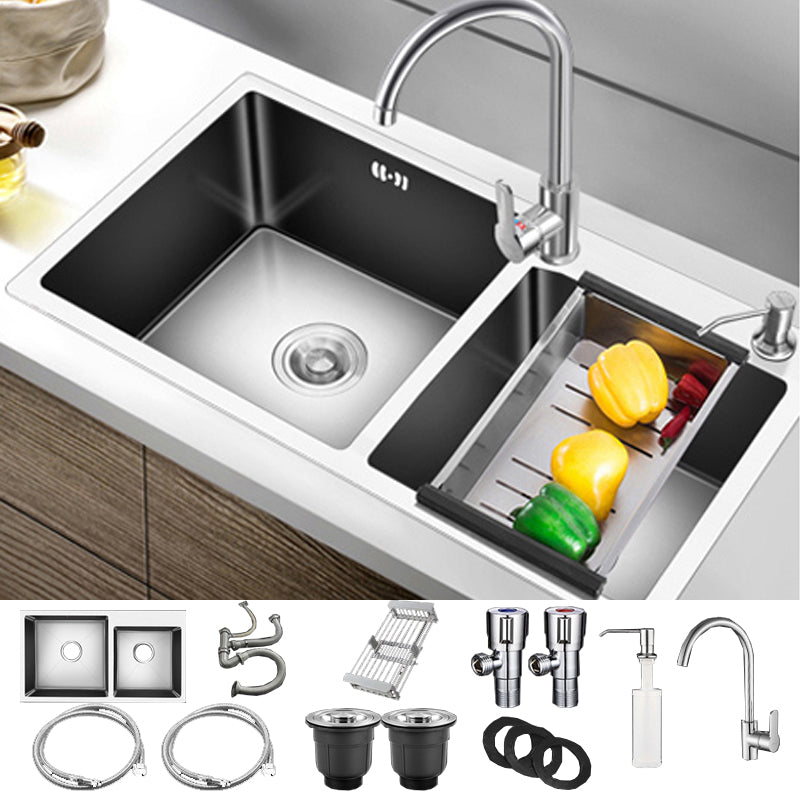 Modern Style Kitchen Sink Drop-In Kitchen Double Sink with Soundproofing