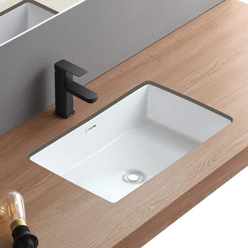 Traditional Undermount Bathroom Sink Porcelain with Overflow Basin Sink