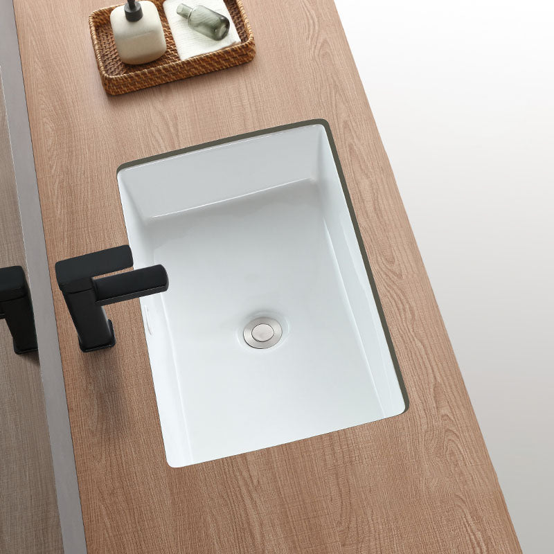 Traditional Undermount Bathroom Sink Porcelain with Overflow Basin Sink