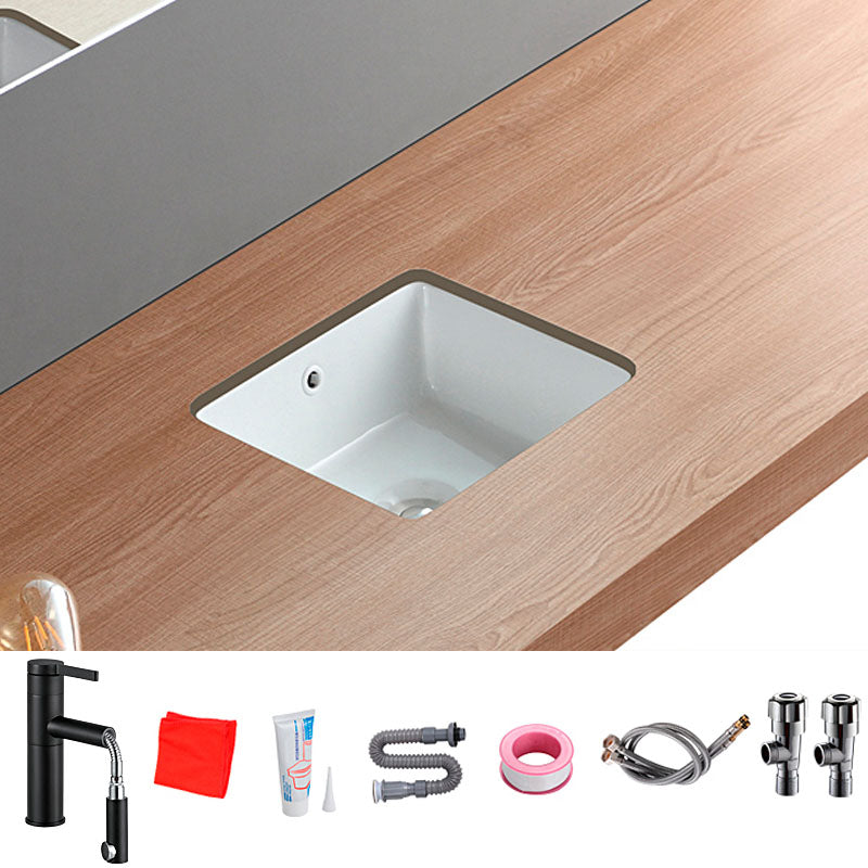 Traditional Undermount Bathroom Sink Porcelain with Overflow Basin Sink
