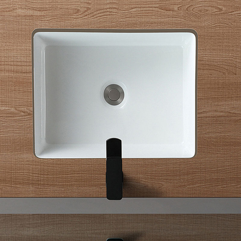 Traditional Undermount Bathroom Sink Porcelain with Overflow Basin Sink