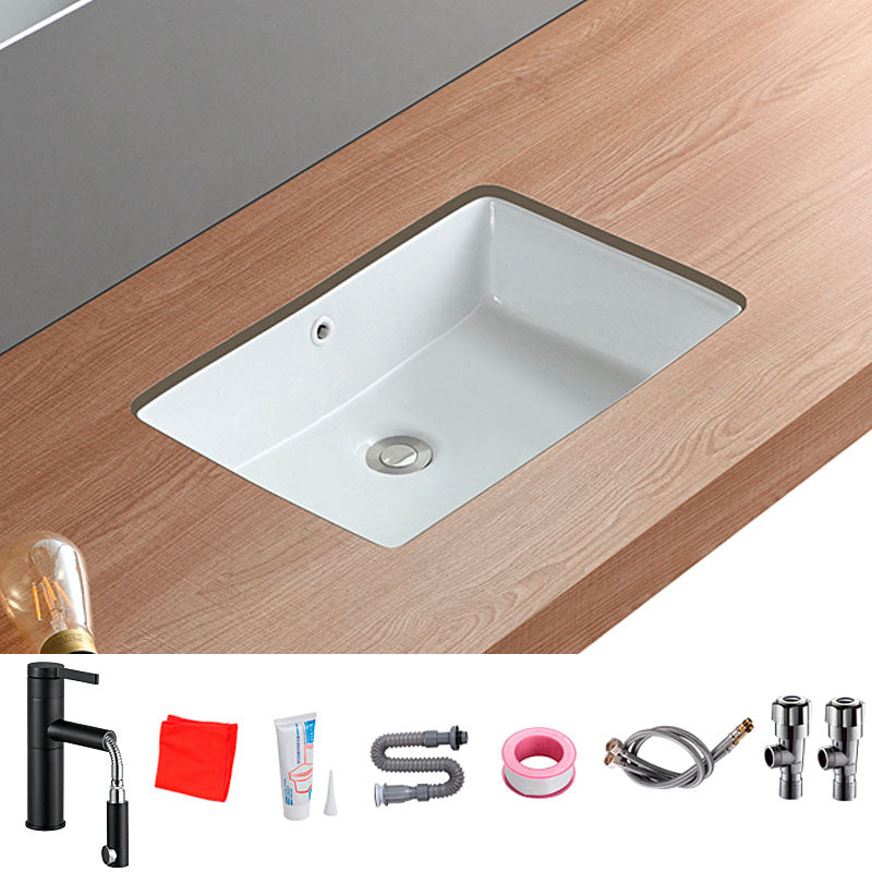 Traditional Undermount Bathroom Sink Porcelain with Overflow Basin Sink