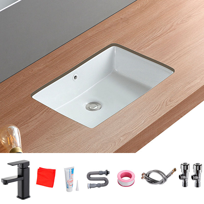 Traditional Undermount Bathroom Sink Porcelain with Overflow Basin Sink