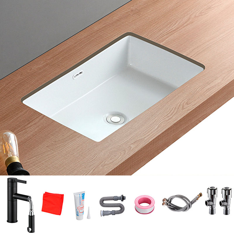 Traditional Undermount Bathroom Sink Porcelain with Overflow Basin Sink