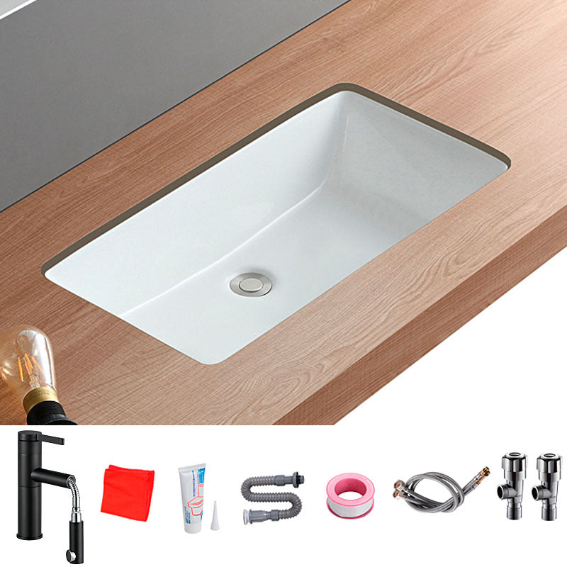 Traditional Undermount Bathroom Sink Porcelain with Overflow Basin Sink