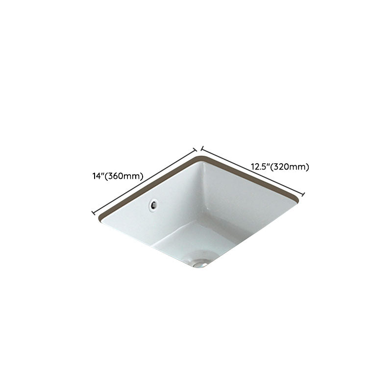 Traditional Undermount Bathroom Sink Porcelain with Overflow Basin Sink