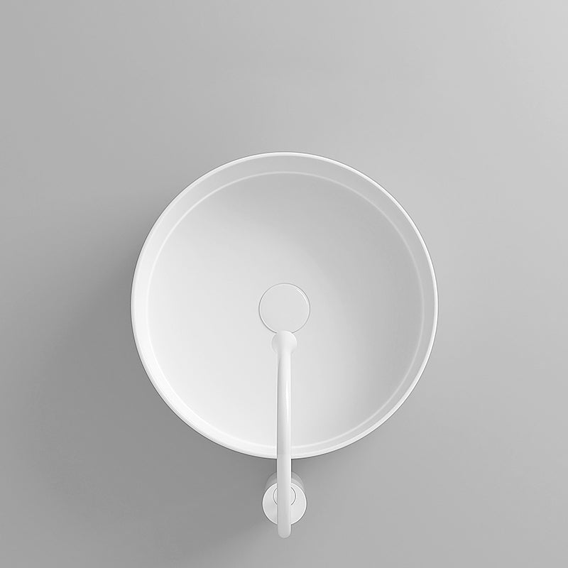 Round Porcelain Bathroom Sink with Shut-Off Valve Vessel Sink