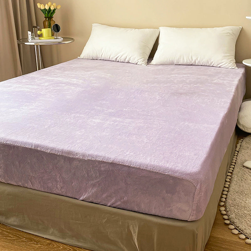 Flannel Bed Sheet Set Super Soft Solid Pillowcase for Bedroom